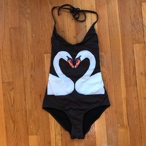ModCloth Swan One Piece Bathing Suit XS